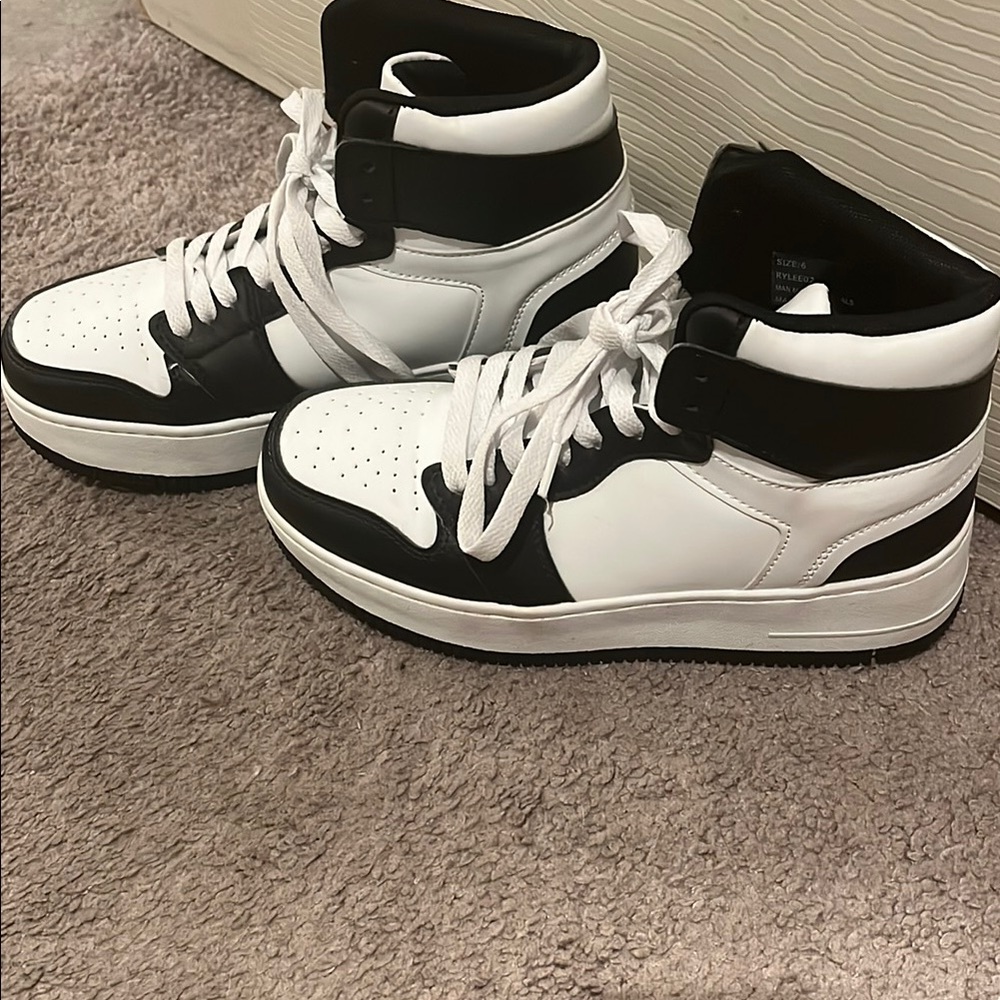 Black and White High-Top Sneakers